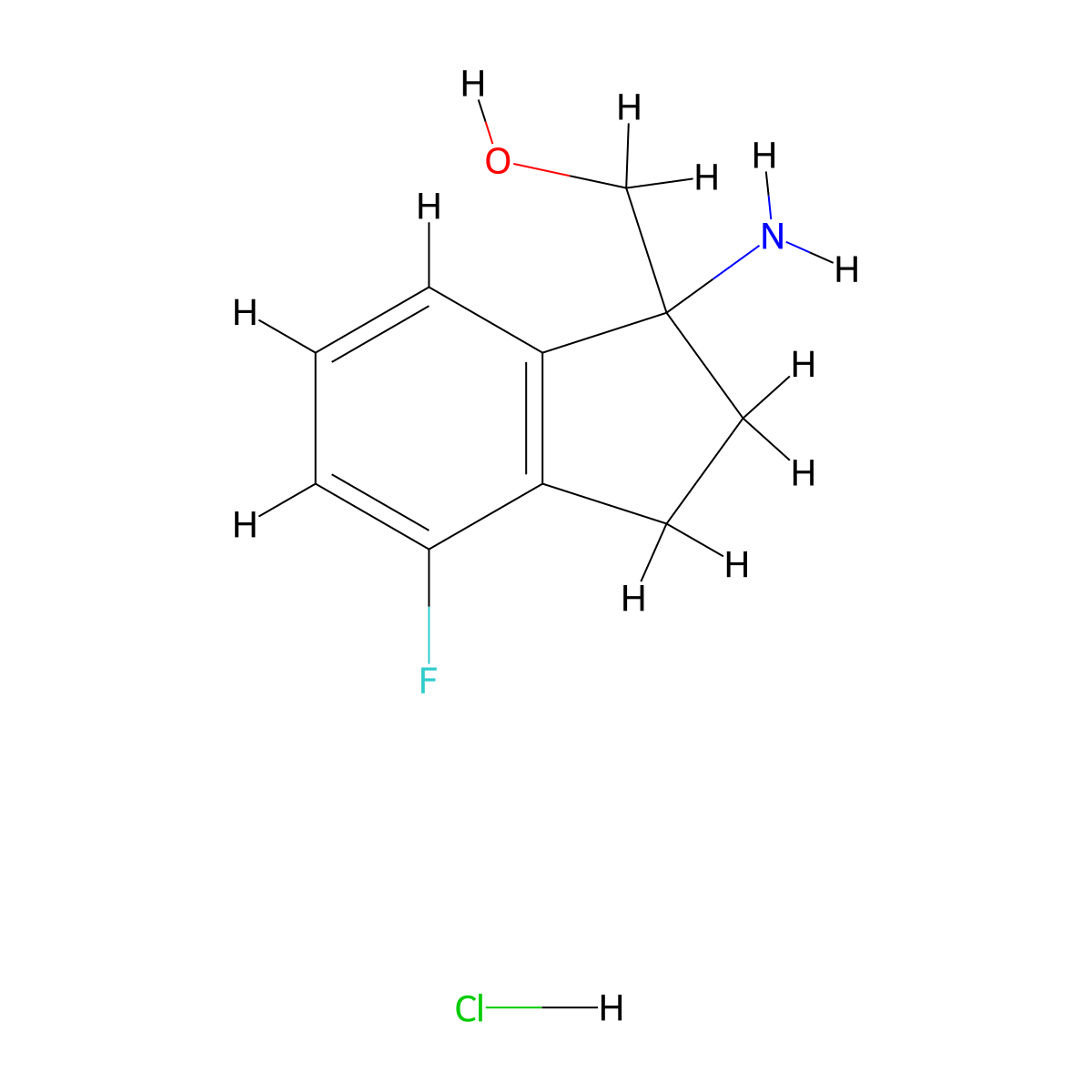 (1-amino-4-fluoro-2,3-dihydro-1H-inden-1-yl)methanol hydrochloride molecular structure, CAS 2839143-68-7