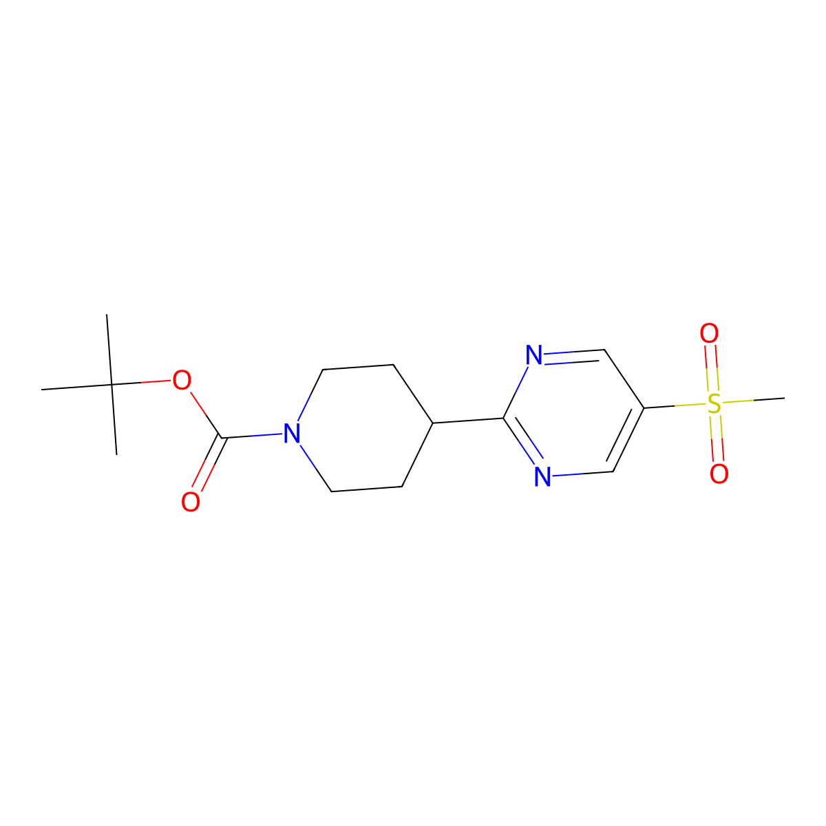 Tert-butyl 4-(5-methanesulfonylpyrimidin-2-yl)piperidine-1-carboxylate molecular structure, CAS 2839143-72-3
