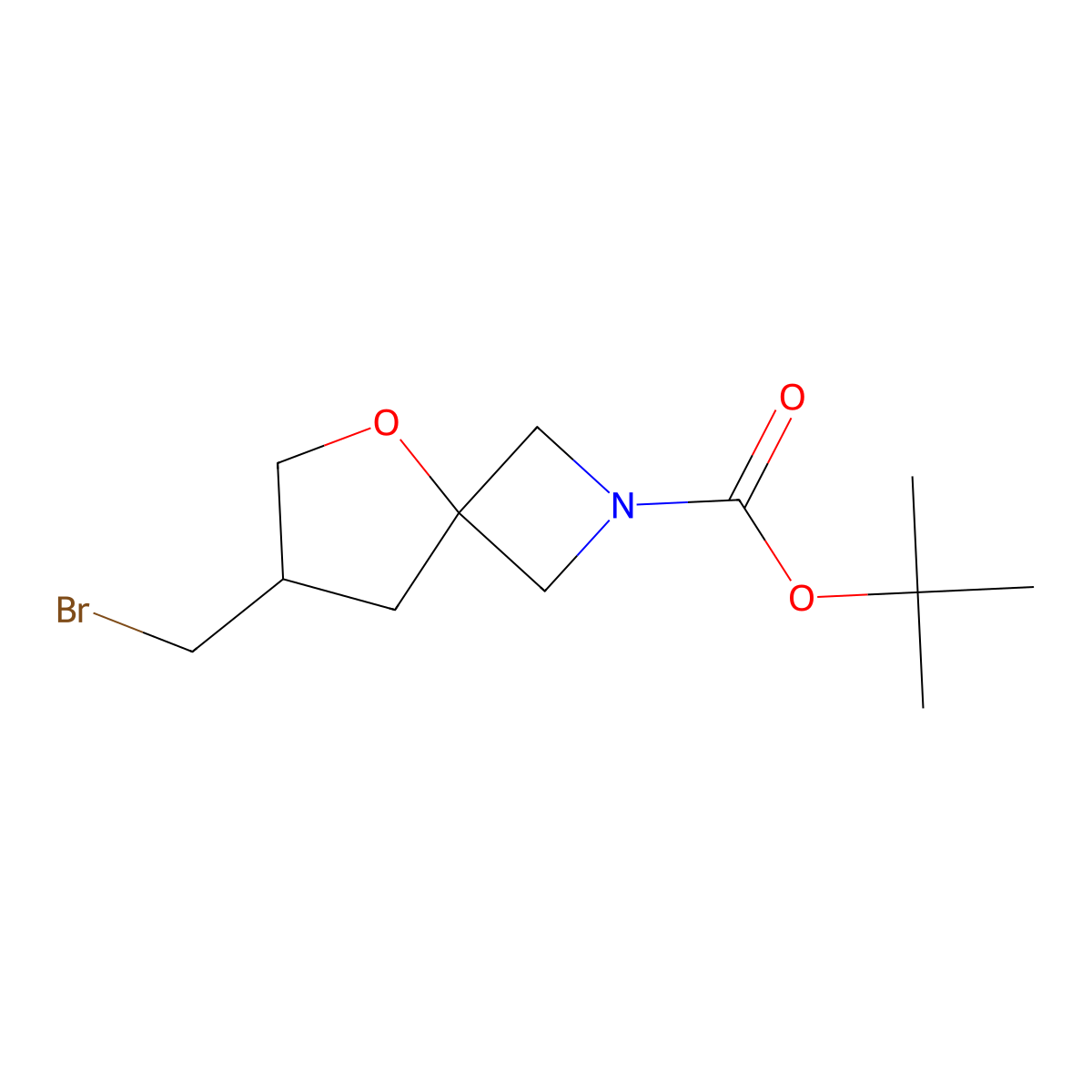 Tert-butyl 7-(bromomethyl)-5-oxa-2-azaspiro[3.4]octane-2-carboxylate molecular structure, CAS 2839143-76-7