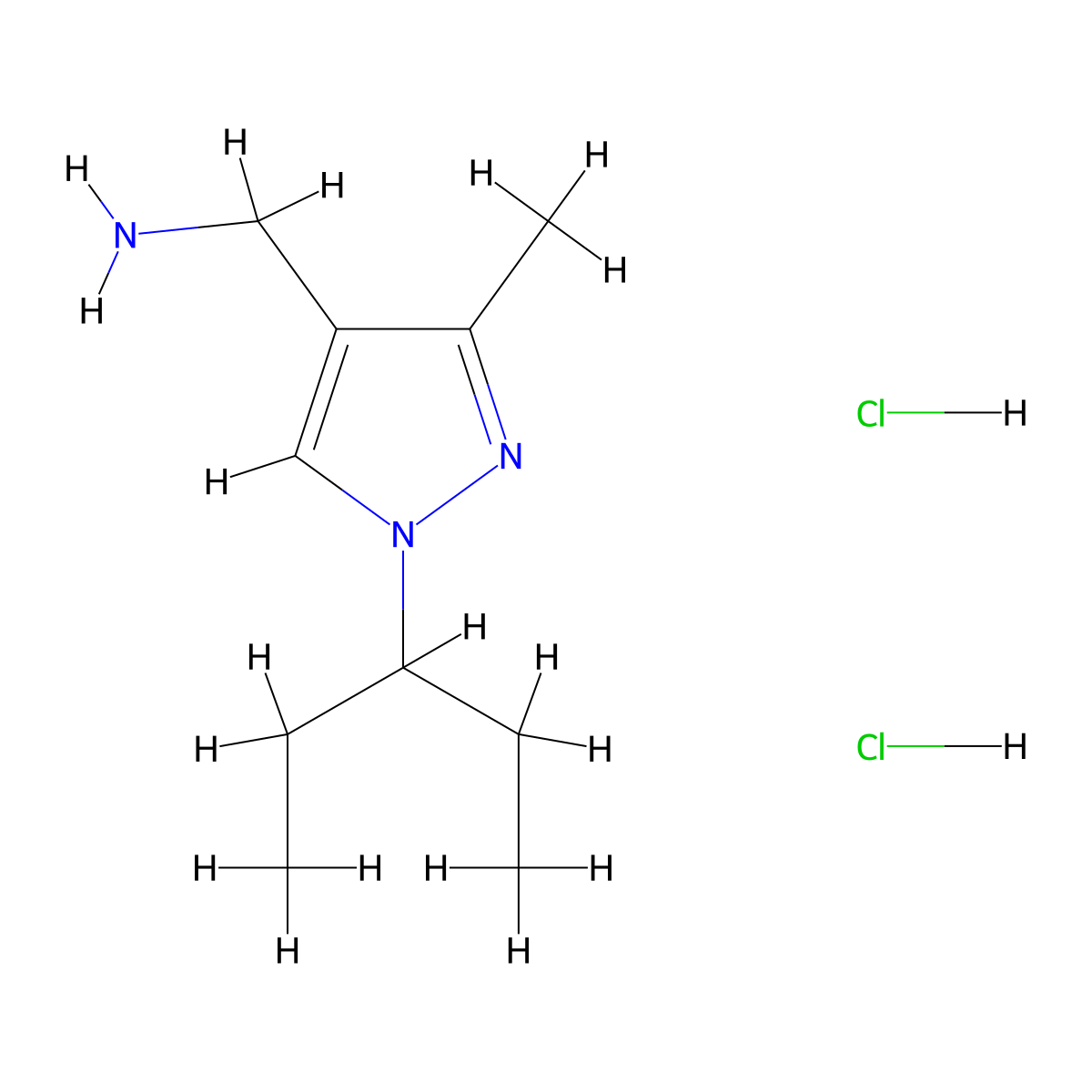 1-[3-methyl-1-(pentan-3-yl)-1H-pyrazol-4-yl]methanamine dihydrochloride molecular structure, CAS 2839143-78-9