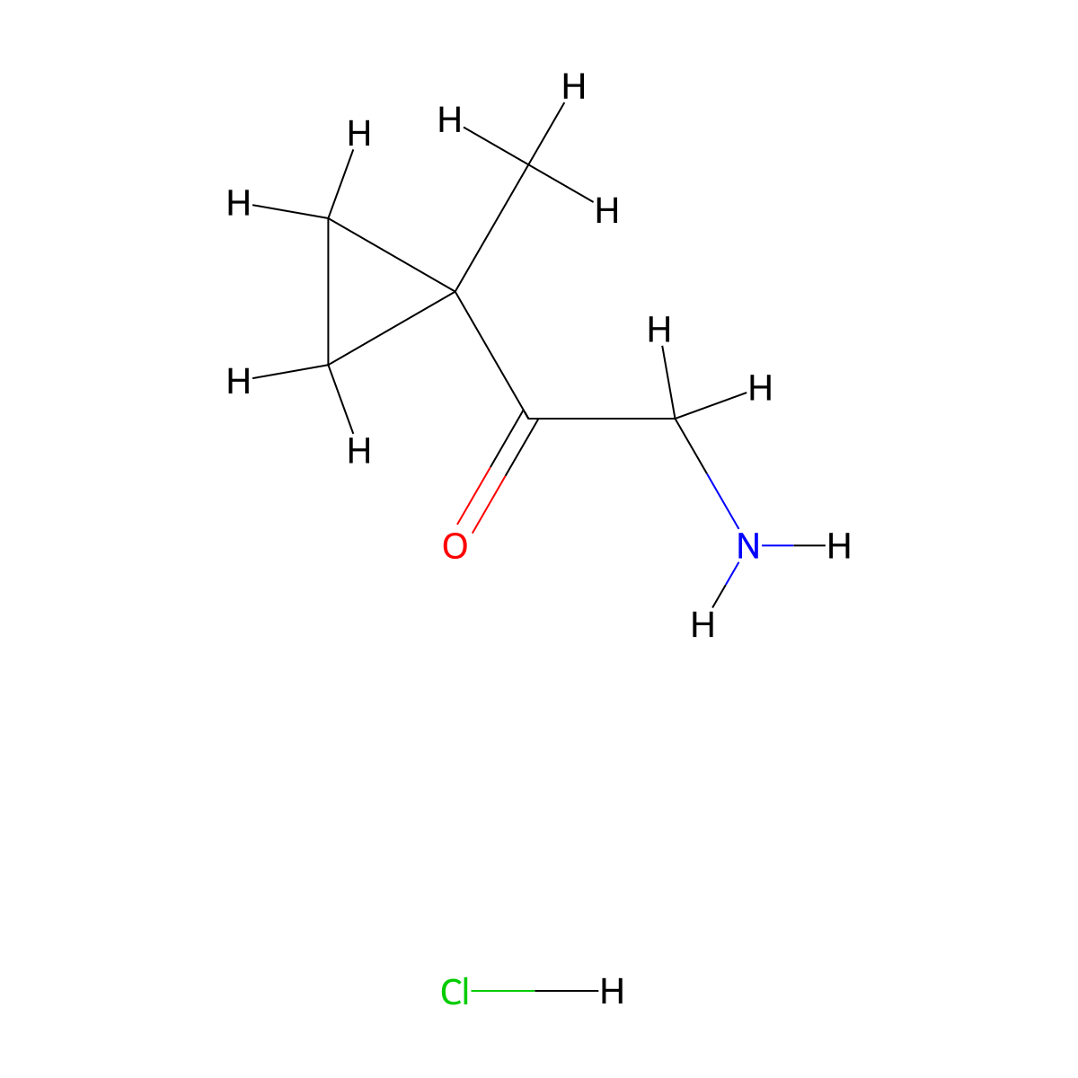 2-Amino-1-(1-methylcyclopropyl)ethan-1-one hydrochloride molecular structure, CAS 2839143-80-3