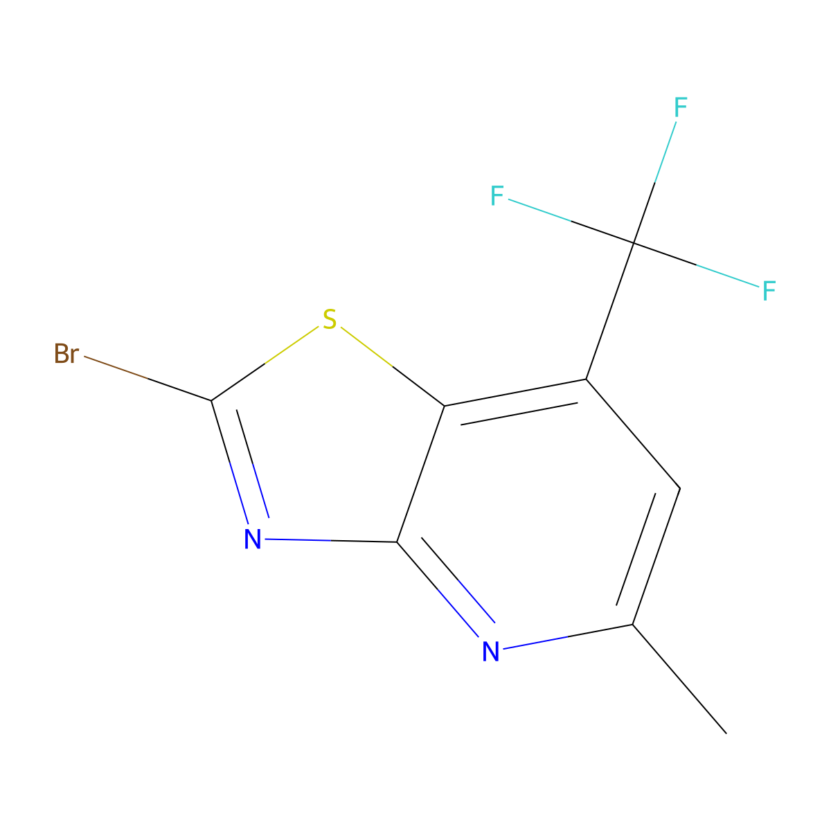 2-Bromo-5-methyl-7-(trifluoromethyl)-[1,3]thiazolo[4,5-b]pyridine molecular structure, CAS 2839143-84-7