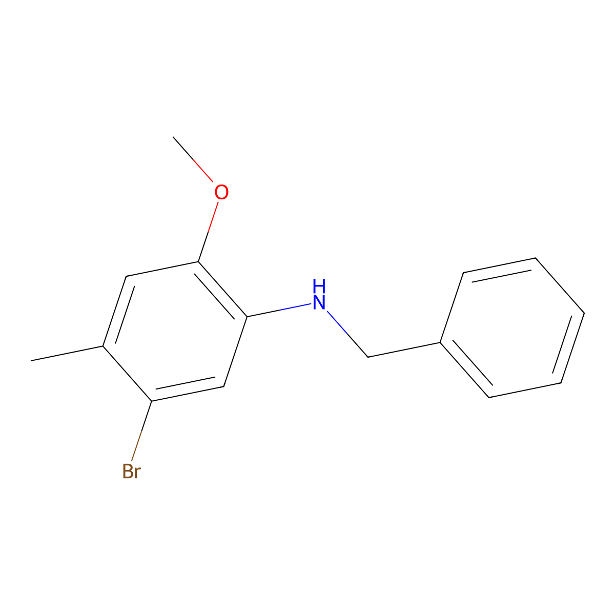N-benzyl-5-bromo-2-methoxy-4-methylaniline molecular structure, CAS 2839143-87-0