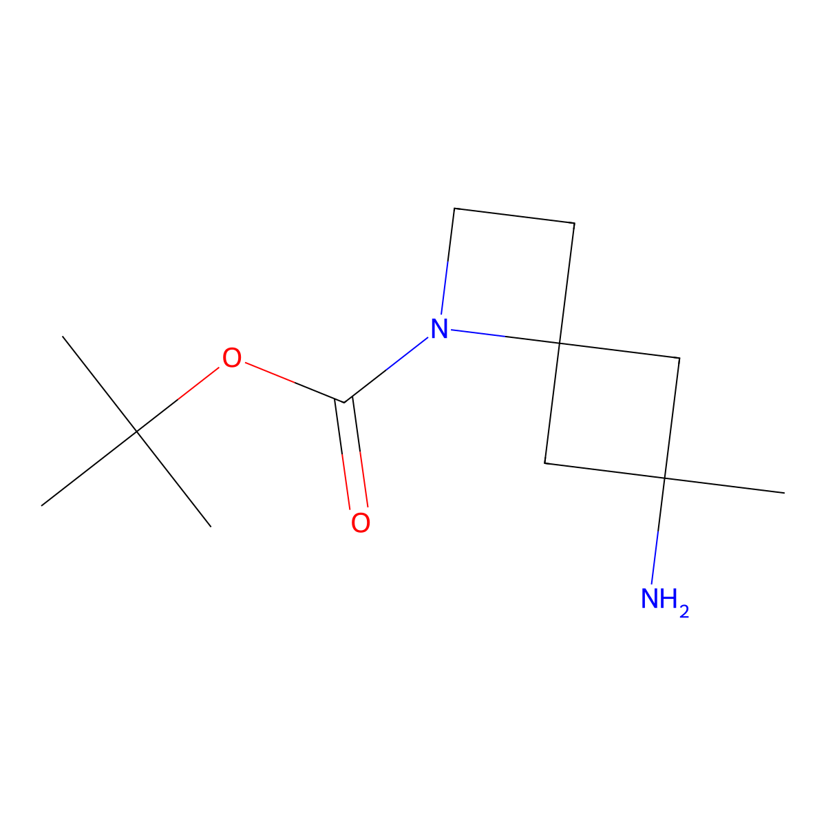 Tert-butyl 6-amino-6-methyl-1-azaspiro[3.3]heptane-1-carboxylate molecular structure, CAS 2839143-88-1