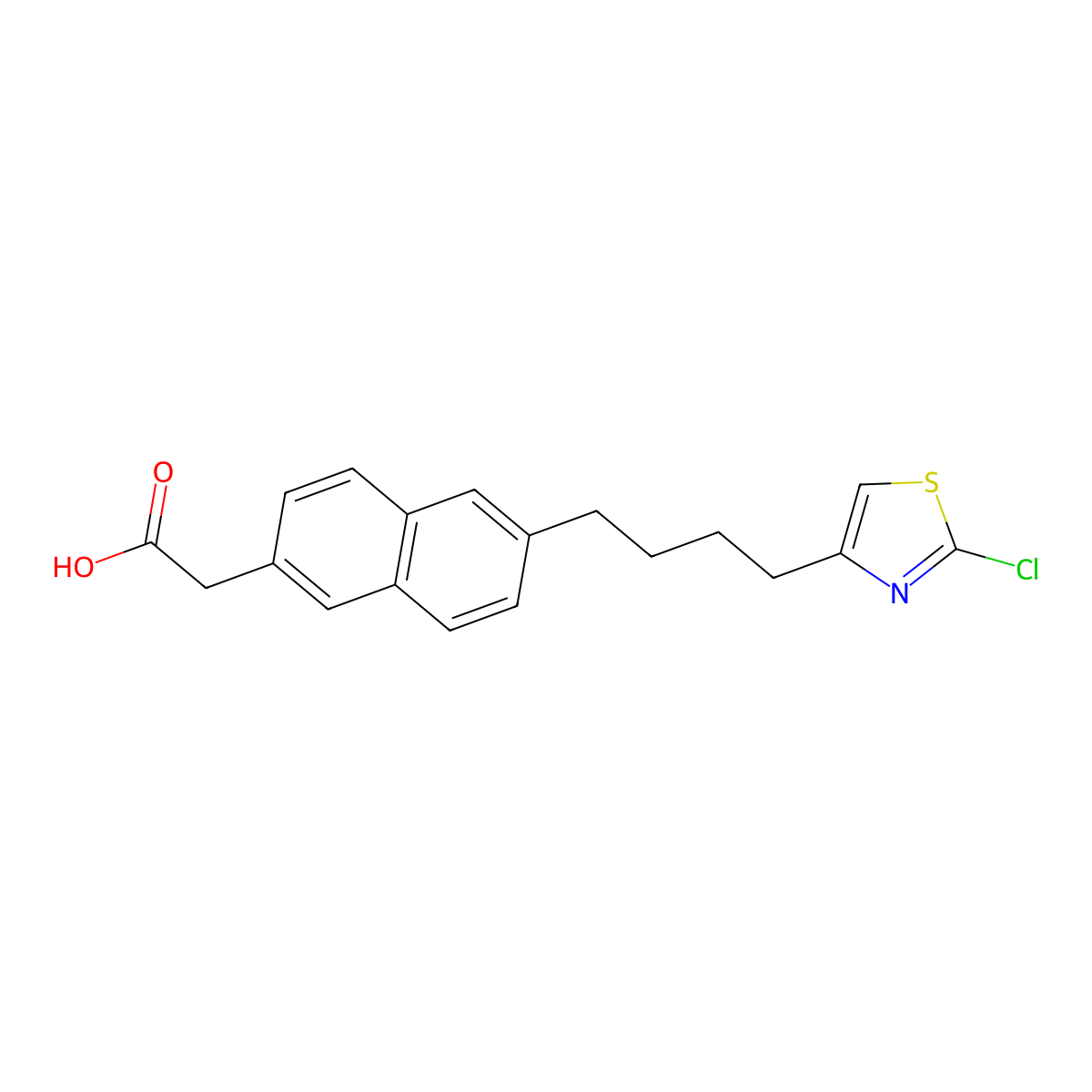 2-{6-[4-(2-Chloro-1,3-thiazol-4-yl)butyl]naphthalen-2-yl}acetic acid molecular structure, CAS 2839143-93-8