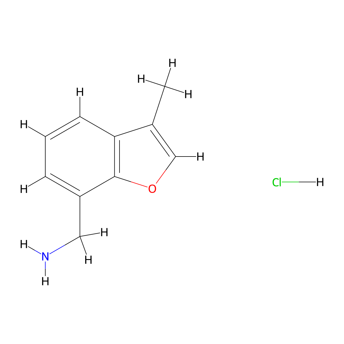 1-(3-Methyl-1-benzofuran-7-yl)methanamine hydrochloride molecular structure, CAS 2839143-96-1