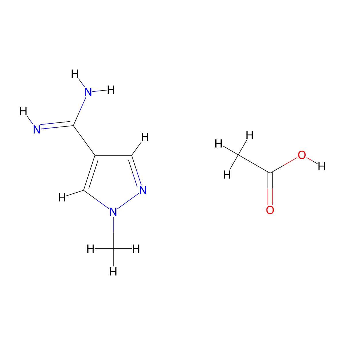 1-methyl-1H-pyrazole-4-carboximidamide; acetic acid molecular structure, CAS 2839144-00-0