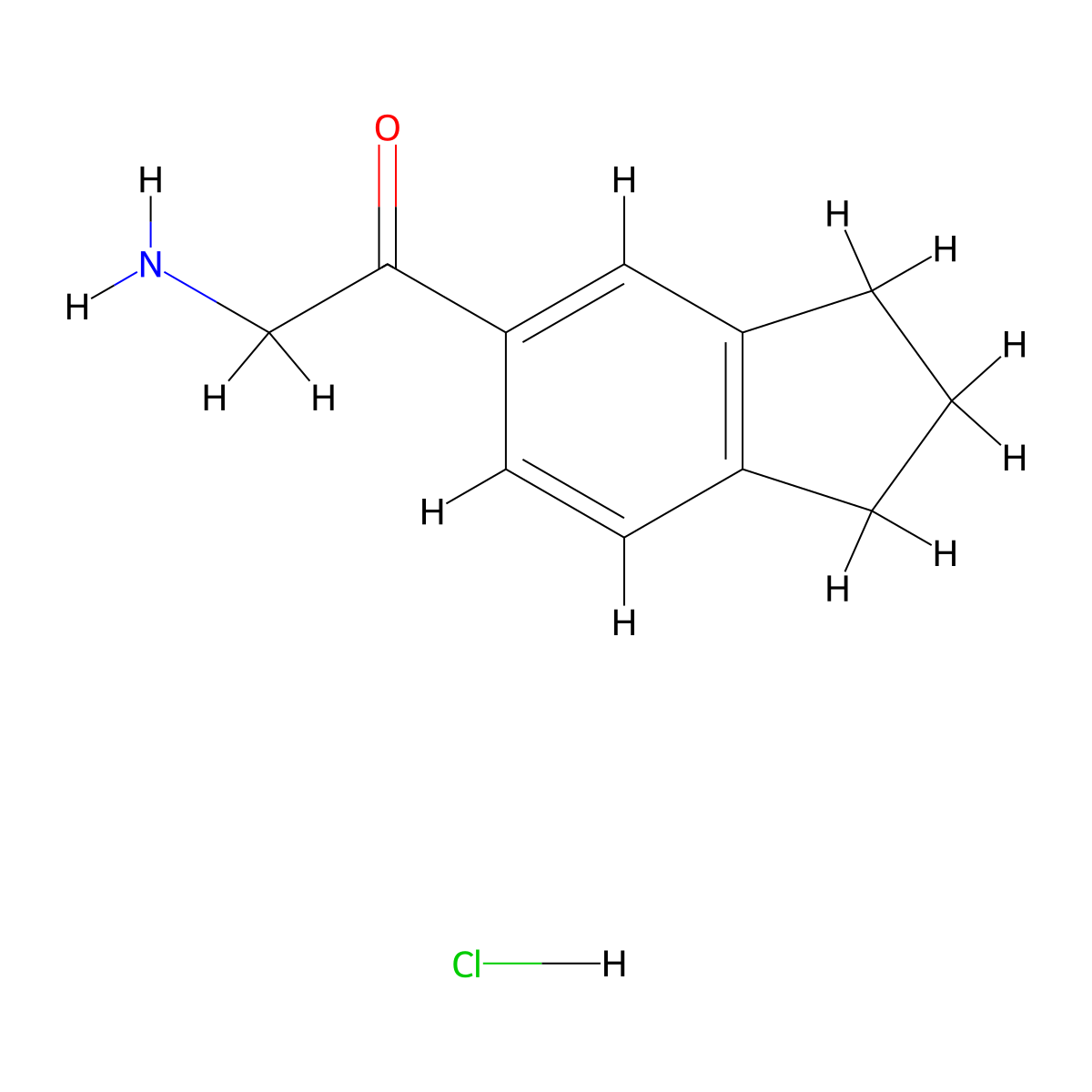 2-amino-1-(2,3-dihydro-1H-inden-5-yl)ethan-1-one hydrochloride molecular structure, CAS 2839144-01-1