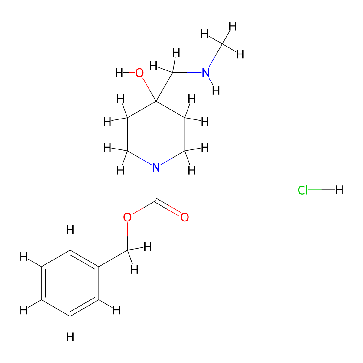 Benzyl 4-hydroxy-4-[(methylamino)methyl]piperidine-1-carboxylate hydrochloride molecular structure, CAS 2839144-14-6