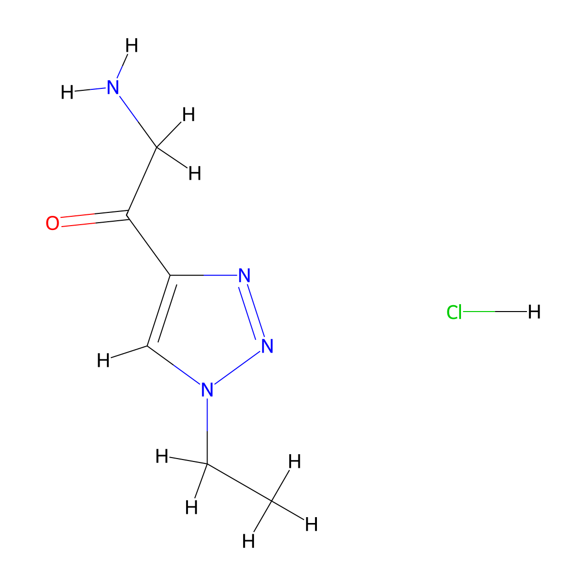 2-amino-1-(1-ethyl-1H-1,2,3-triazol-4-yl)ethan-1-one hydrochloride molecular structure, CAS 2839144-17-9