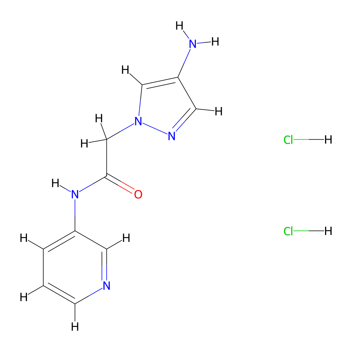 2-(4-amino-1H-pyrazol-1-yl)-N-(pyridin-3-yl)acetamide dihydrochloride molecular structure, CAS 2839144-18-0