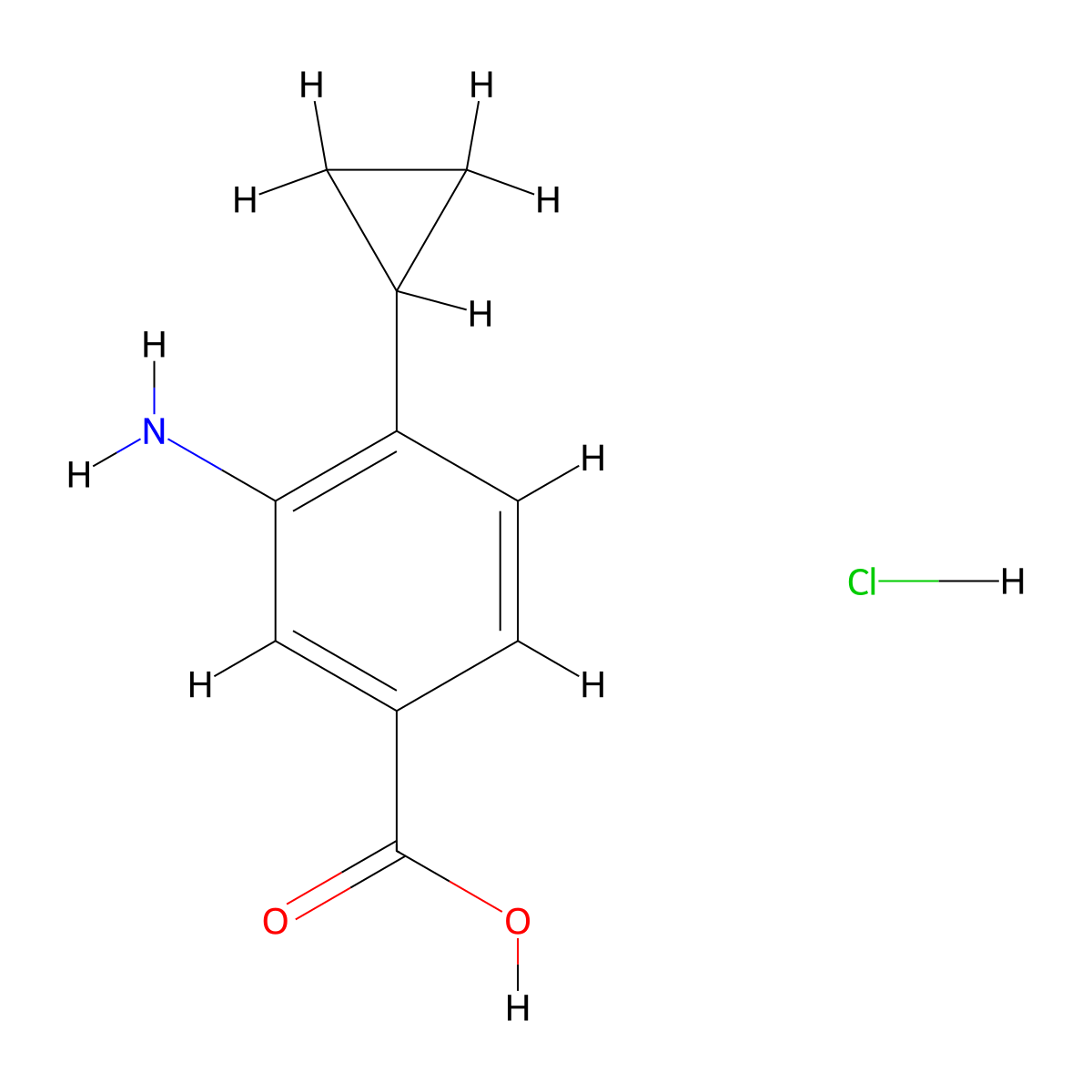 3-Amino-4-cyclopropylbenzoic acid hydrochloride molecular structure, CAS 2839144-20-4