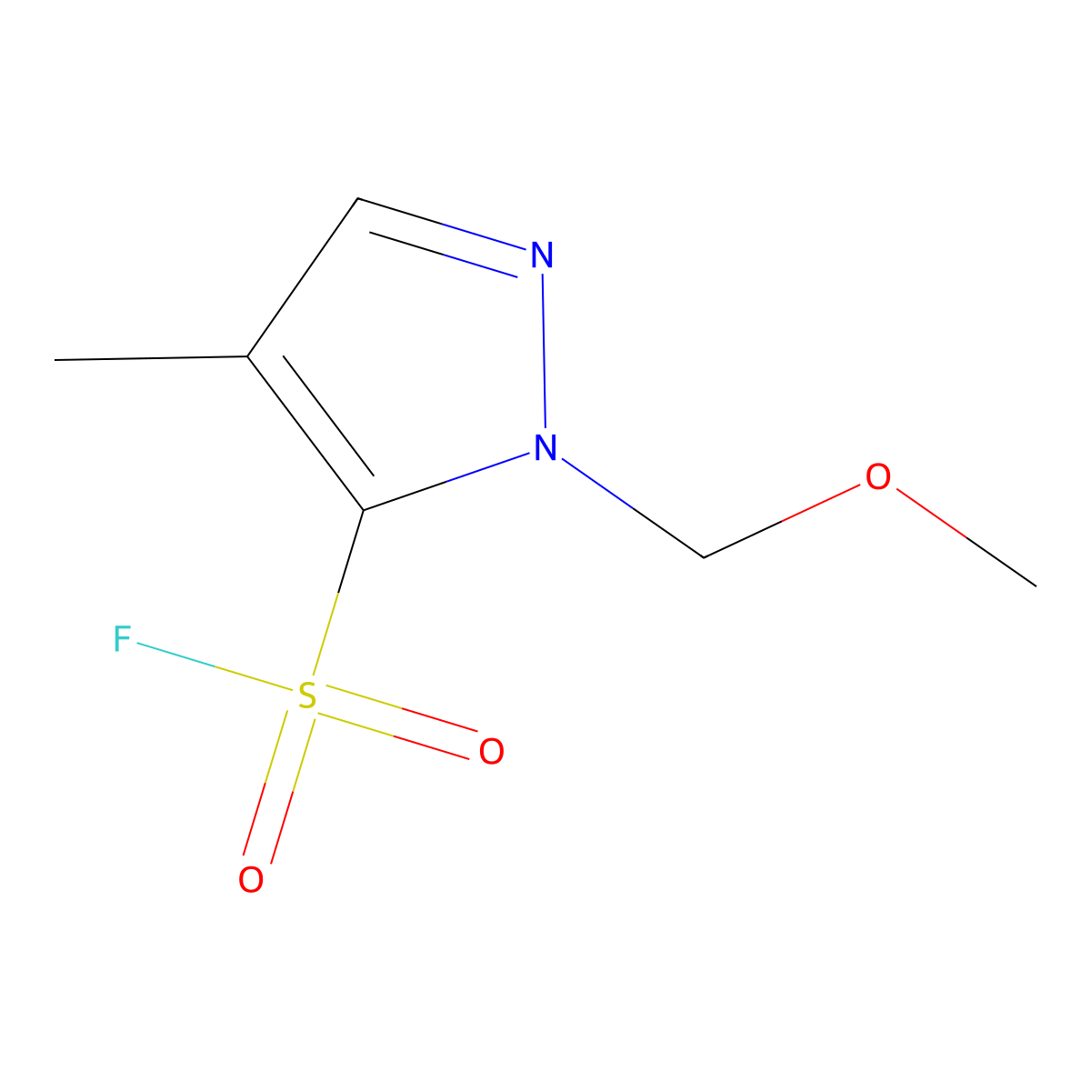 1-(methoxymethyl)-4-methyl-1H-pyrazole-5-sulfonyl fluoride molecular structure, CAS 2839144-29-3