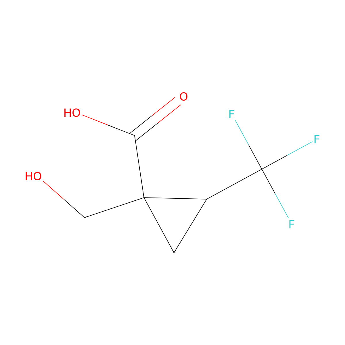1-(Hydroxymethyl)-2-(trifluoromethyl)cyclopropane-1-carboxylic acid molecular structure, CAS 2839144-30-6