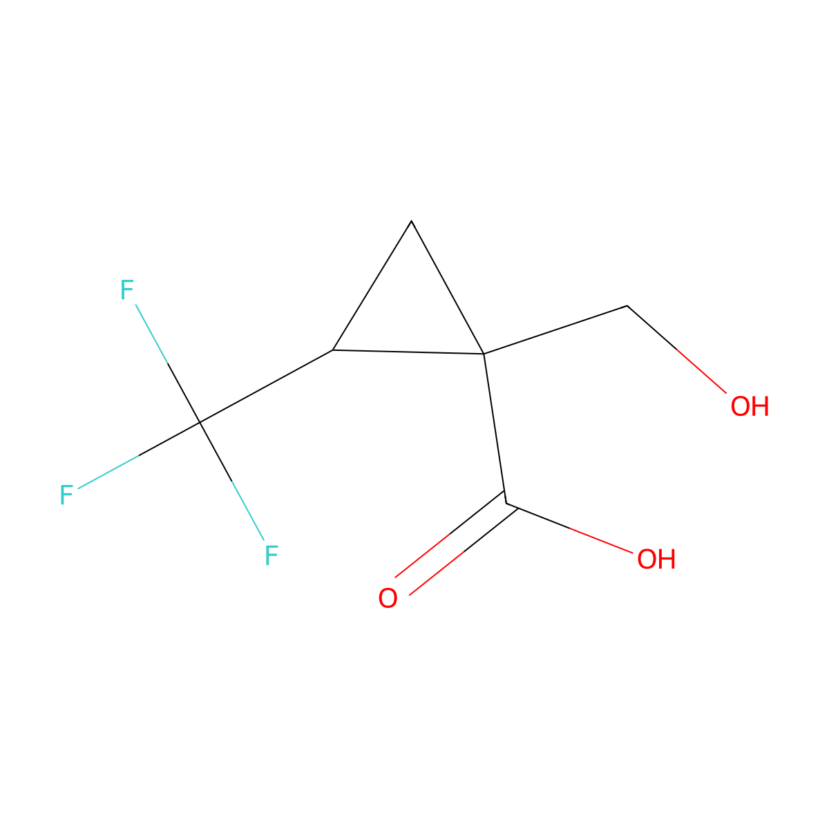 1-(Hydroxymethyl)-2-(trifluoromethyl)cyclopropane-1-carboxylic acid molecular structure, CAS 2839144-30-6