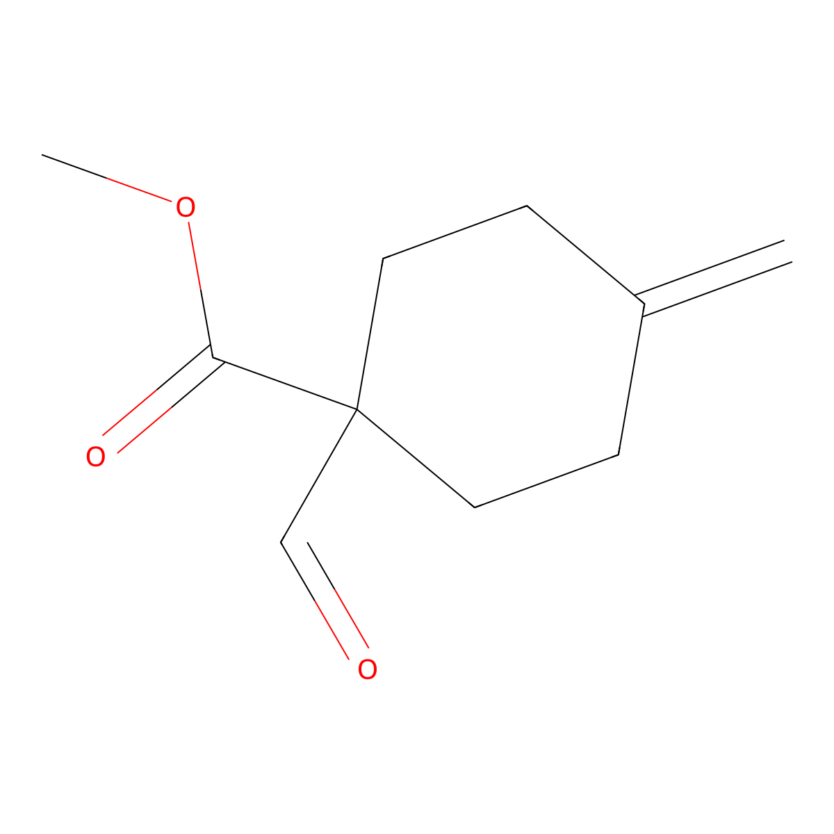 Methyl 1-formyl-4-methylidenecyclohexane-1-carboxylate molecular structure, CAS 2839144-36-2