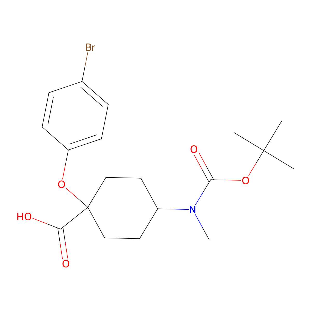 1-(4-Bromophenoxy)-4-{[(tert-butoxy)carbonyl](methyl)amino}cyclohexane-1-carboxylicacid molecular structure, CAS 2839144-38-4