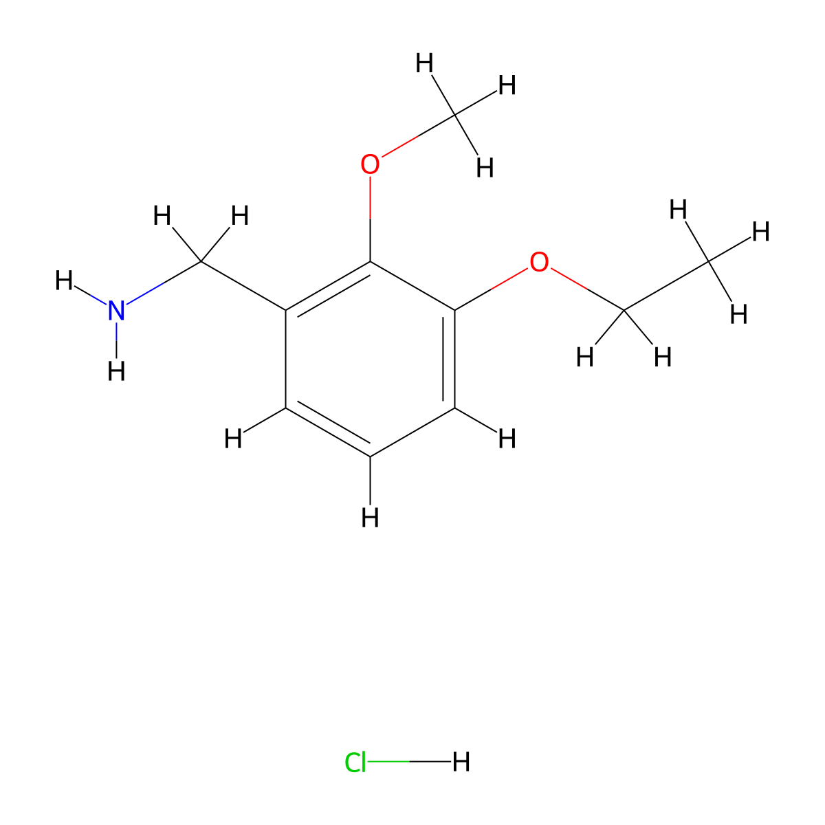 1-(3-Ethoxy-2-methoxyphenyl)methanamine hydrochloride molecular structure, CAS 2839144-45-3