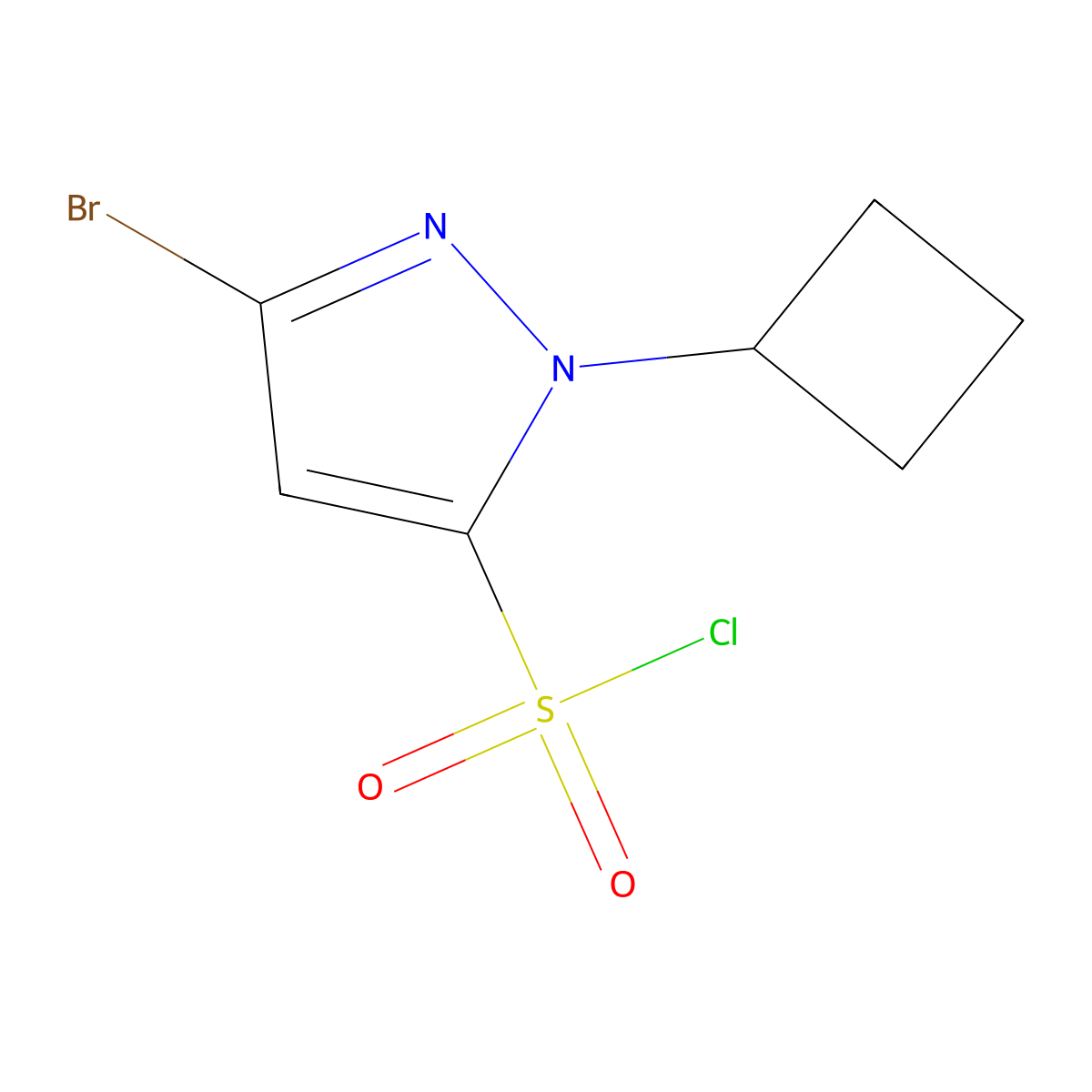 3-bromo-1-cyclobutyl-1H-pyrazole-5-sulfonyl chloride molecular structure, CAS 2839144-46-4