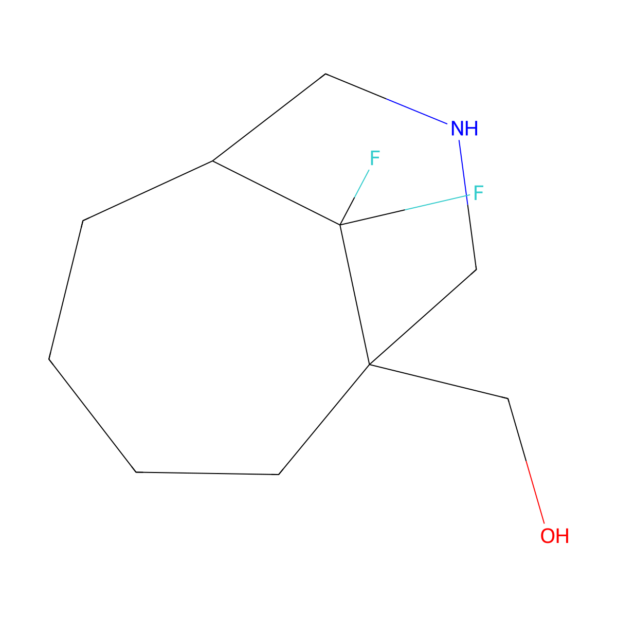 {10,10-Difluoro-8-azabicyclo[4.3.1]decan-1-yl}methanol molecular structure, CAS 2839144-51-1