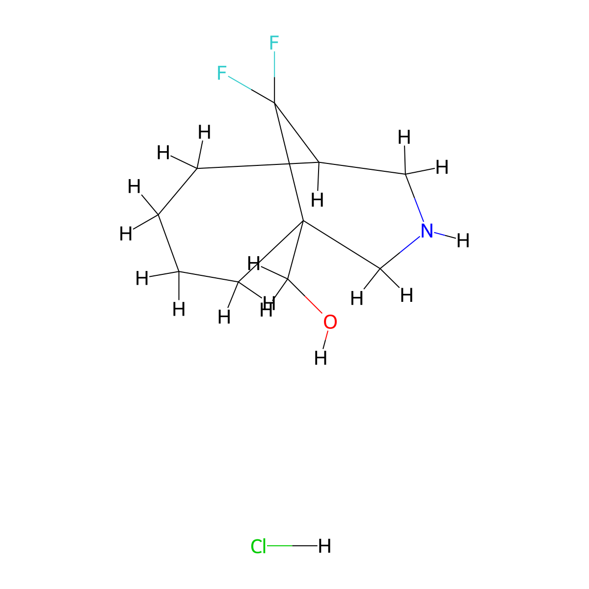 {10,10-Difluoro-8-azabicyclo[4.3.1]decan-1-yl}methanol hydrochloride molecular structure, CAS 2839144-52-2