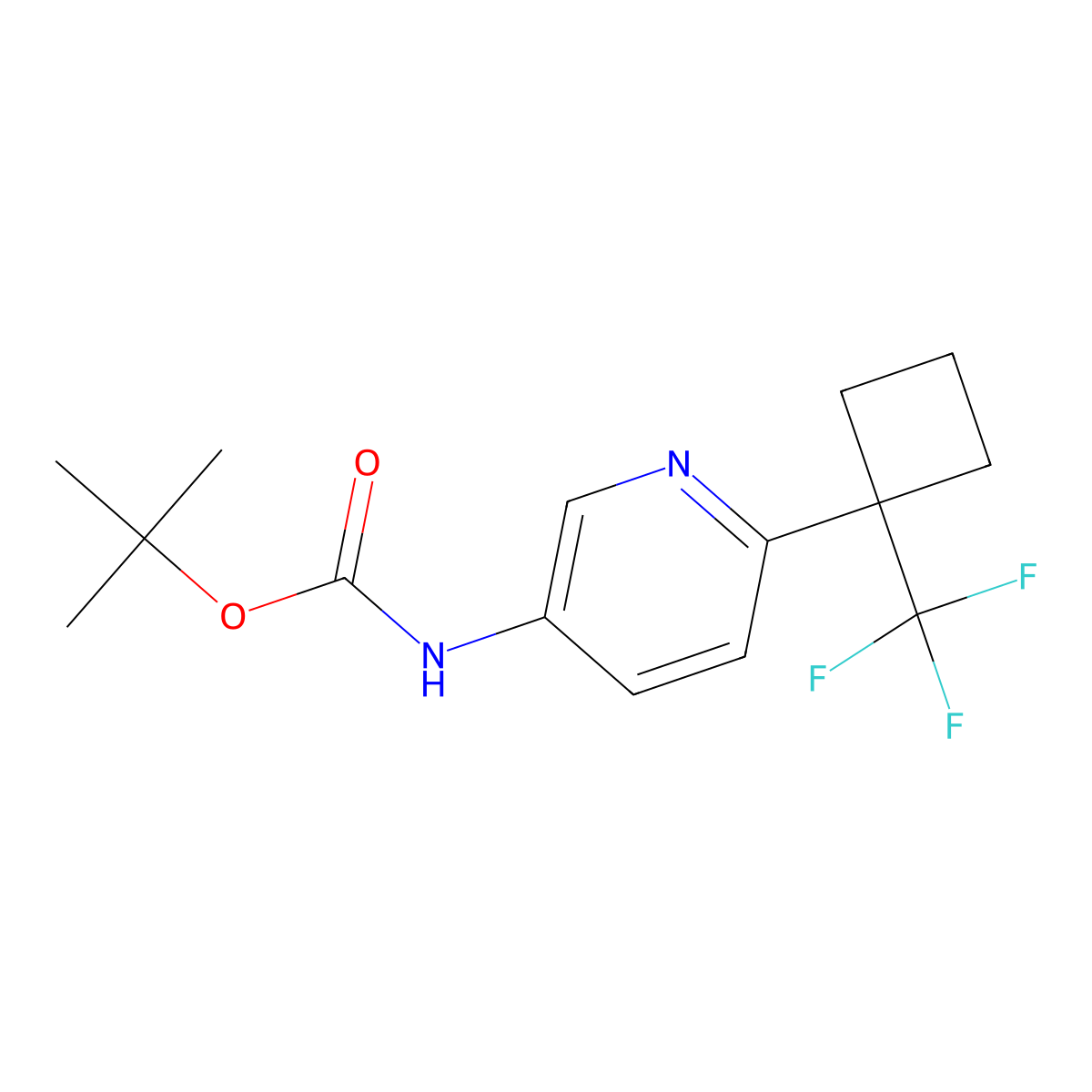 tert-butyl N-{6-[1-(trifluoromethyl)cyclobutyl]pyridin-3-yl}carbamate molecular structure, CAS 2839144-53-3