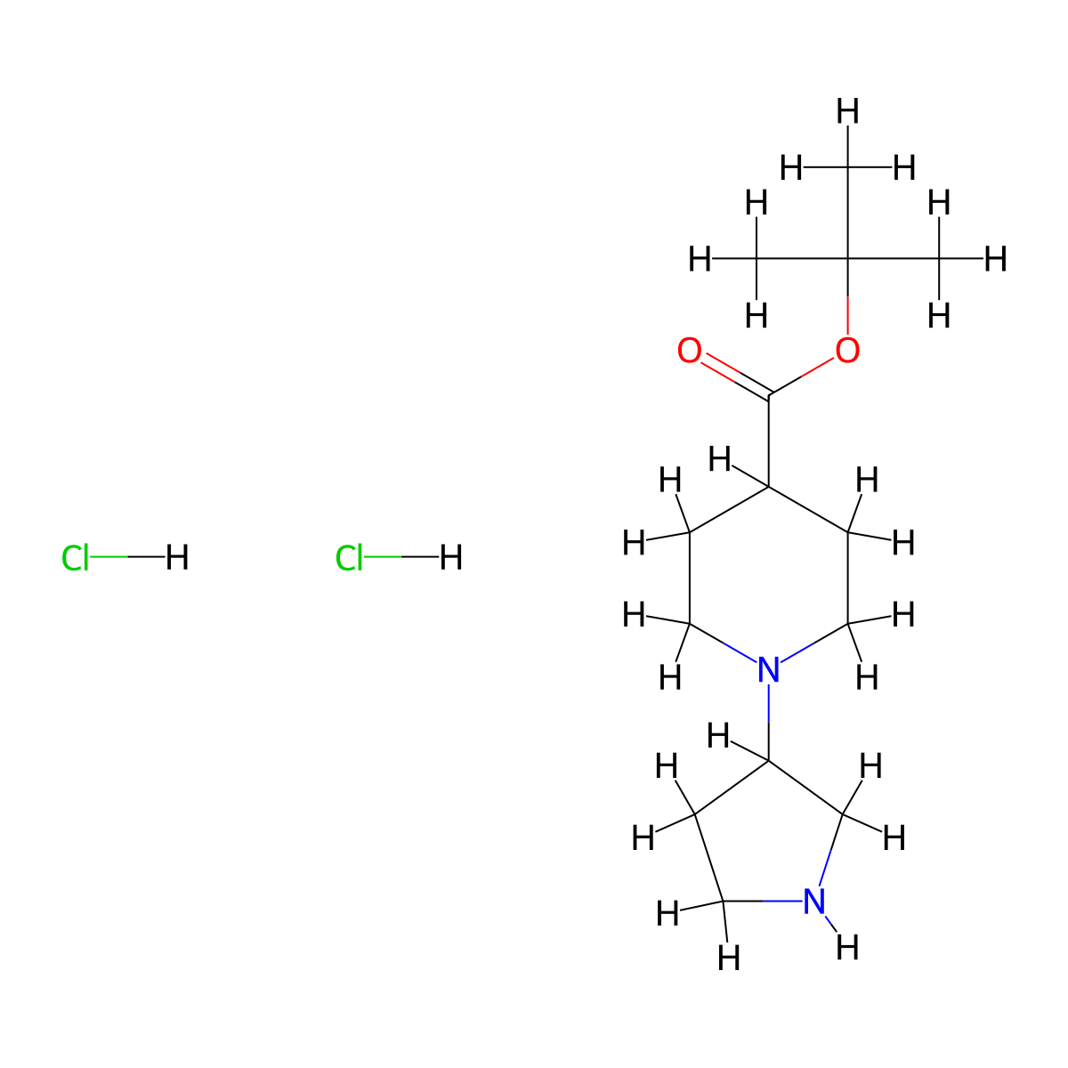 Tert-butyl 1-(pyrrolidin-3-yl)piperidine-4-carboxylate dihydrochloride molecular structure, CAS 2839144-70-4