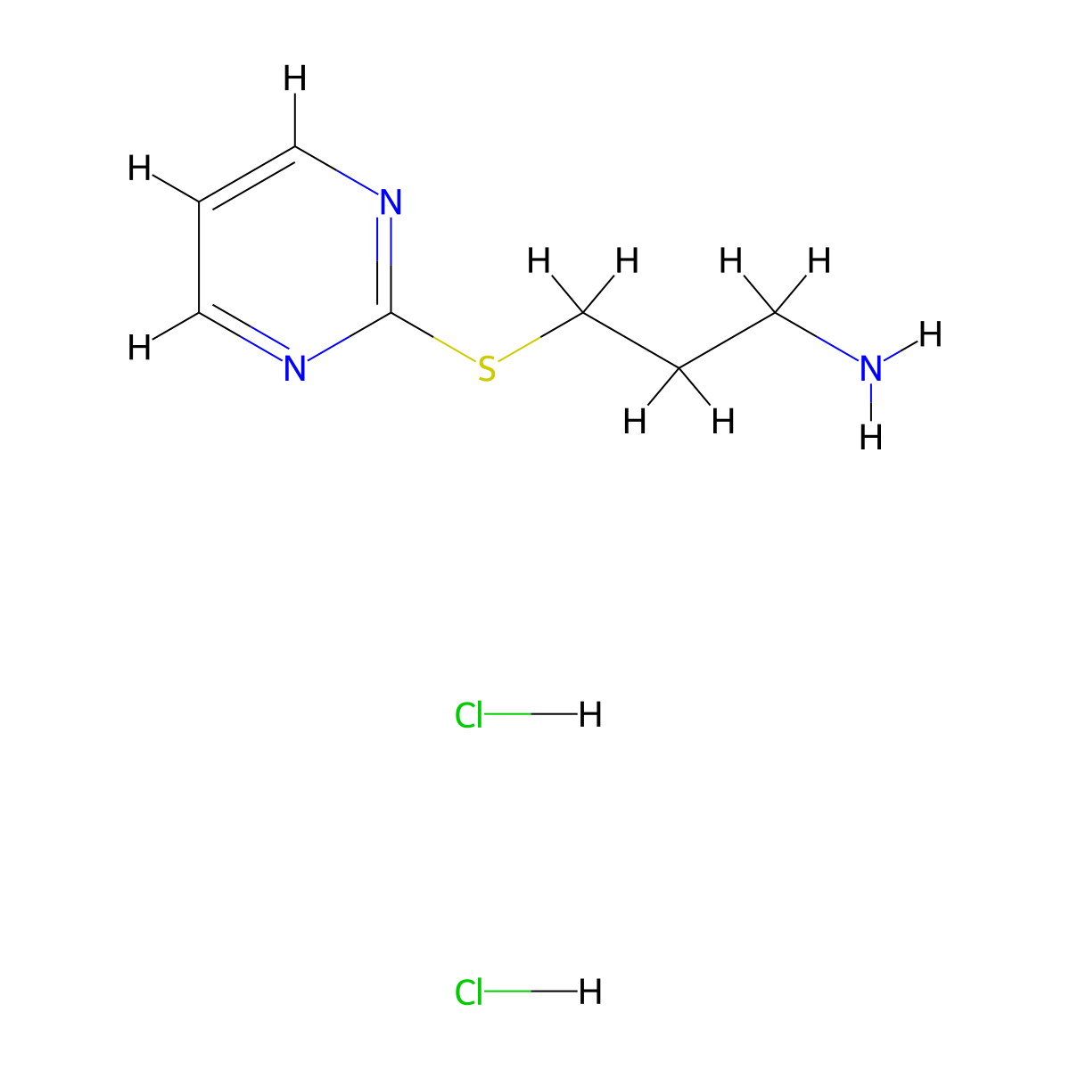 3-(Pyrimidin-2-ylsulfanyl)propan-1-aminedihydrochloride molecular structure, CAS 2839144-72-6