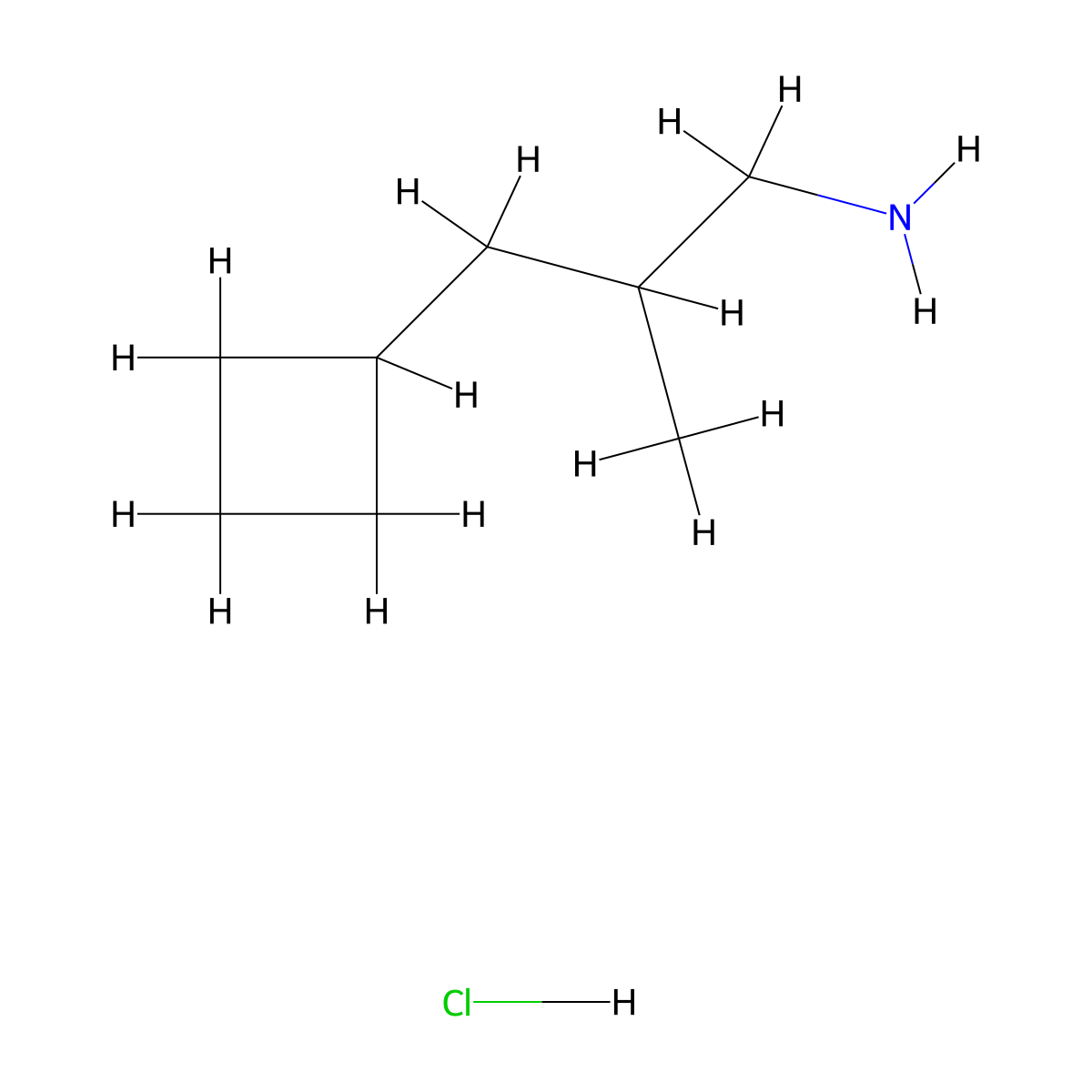 3-Cyclobutyl-2-methylpropan-1-amine hydrochloride molecular structure, CAS 2839156-20-4