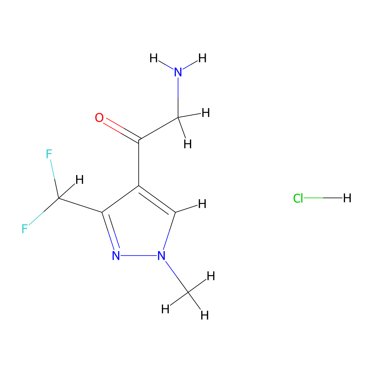 2-amino-1-[3-(difluoromethyl)-1-methyl-1H-pyrazol-4-yl]ethan-1-onehydrochloride molecular structure, CAS 2839156-21-5