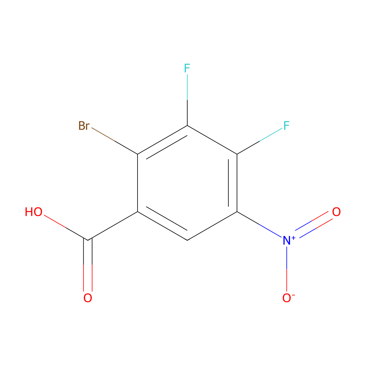 2-Bromo-3,4-difluoro-5-nitrobenzoic acid molecular structure, CAS 2839156-30-6