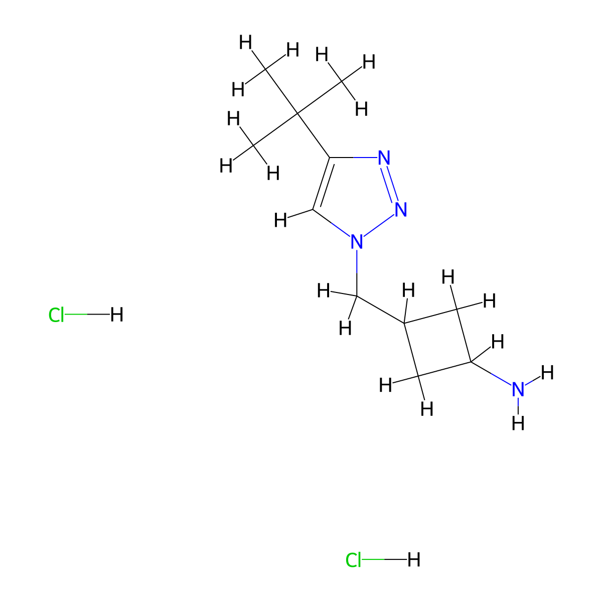 3-[(4-tert-butyl-1H-1,2,3-triazol-1-yl)methyl]cyclobutan-1-amine dihydrochloride molecular structure, CAS 2839156-32-8