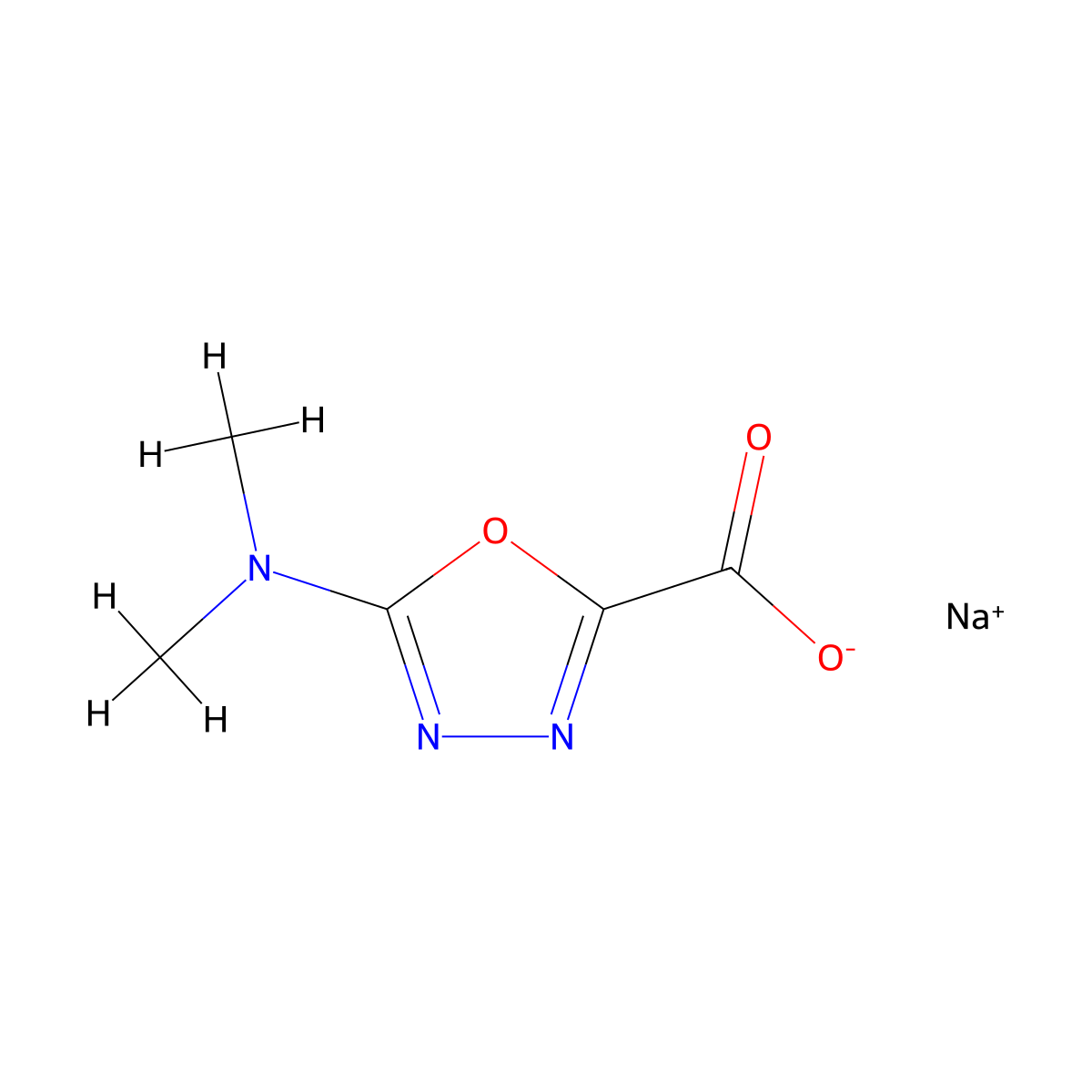 Sodium 5-(dimethylamino)-1,3,4-oxadiazole-2-carboxylate molecular structure, CAS 2839156-42-0