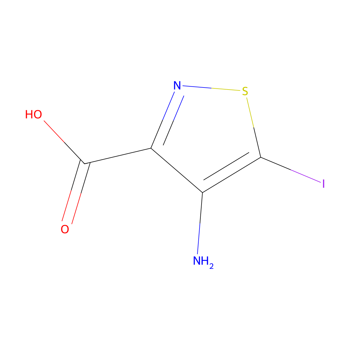 4-Amino-5-iodo-1,2-thiazole-3-carboxylic acid molecular structure, CAS 2839156-60-2