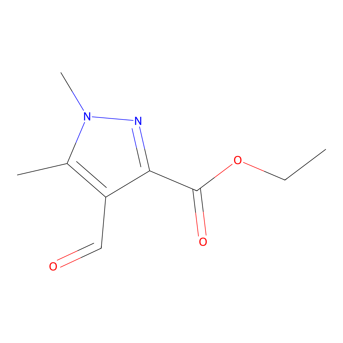 ethyl4-formyl-1,5-dimethyl-1H-pyrazole-3-carboxylate molecular structure, CAS 2839156-61-3