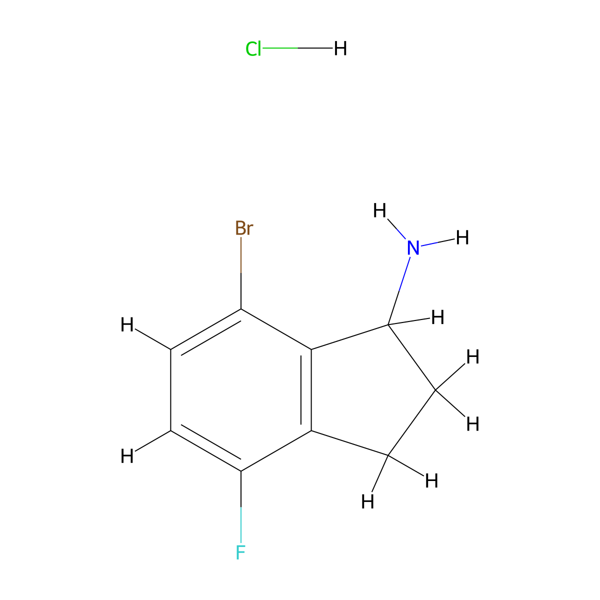 7-bromo-4-fluoro-2,3-dihydro-1H-inden-1-amine hydrochloride molecular structure, CAS 2839156-67-9