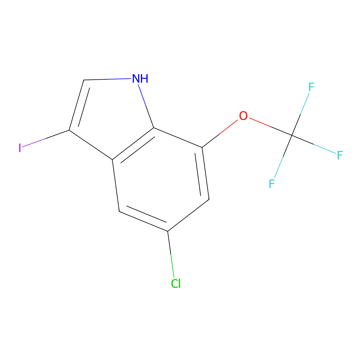 5-chloro-3-iodo-7-(trifluoromethoxy)-1H-indole molecular structure, CAS 2839156-70-4