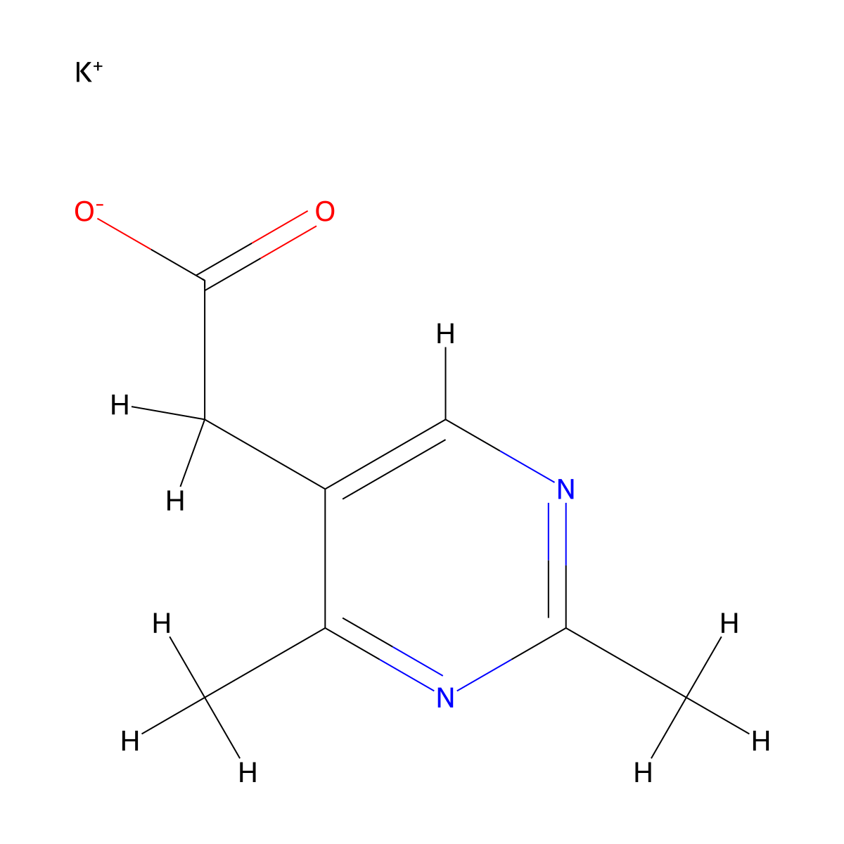 Potassium2-(2,4-dimethylpyrimidin-5-yl)acetate molecular structure, CAS 2839156-75-9