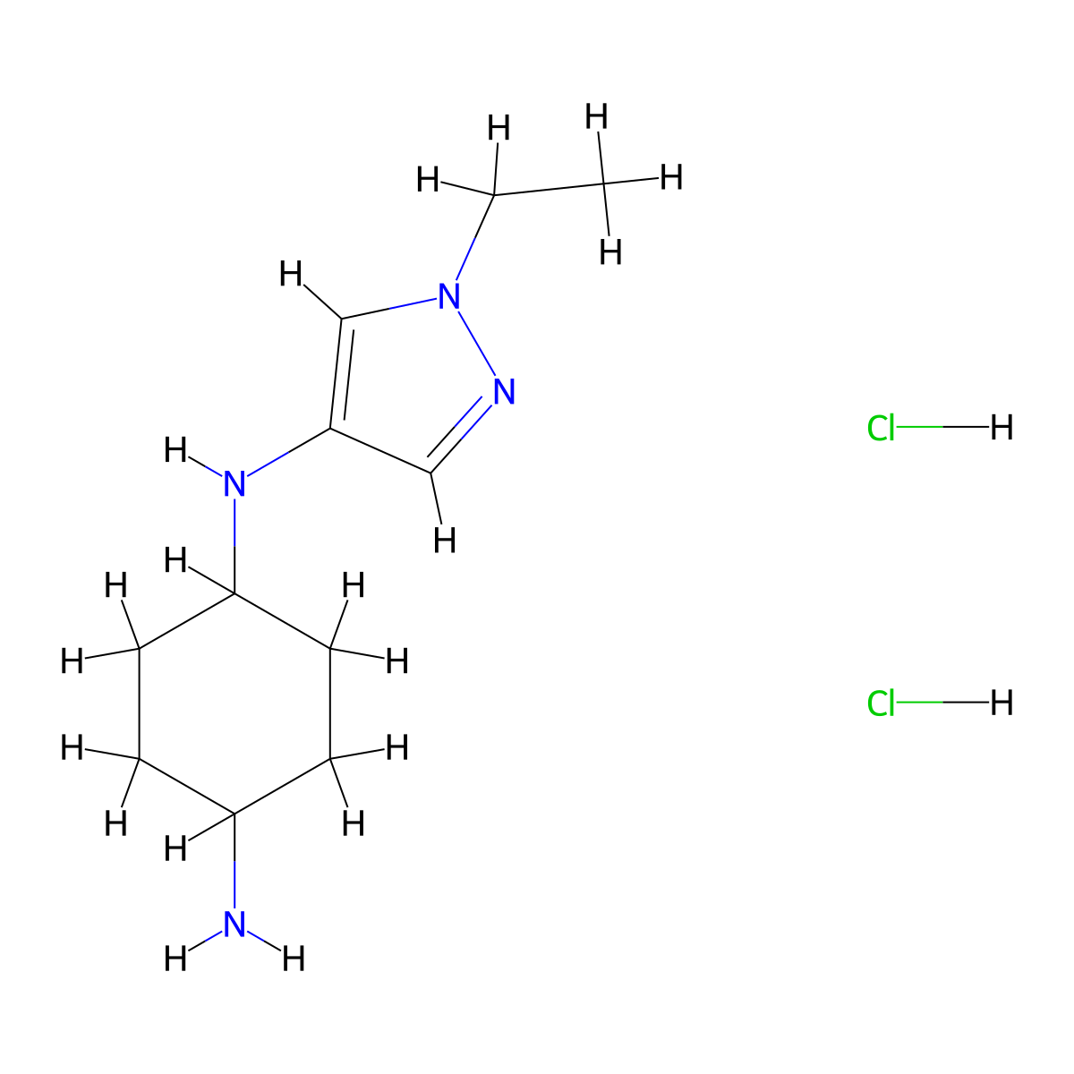 N1-(1-ethyl-1H-pyrazol-4-yl)cyclohexane-1,4-diamine dihydrochloride molecular structure, CAS 2839156-78-2