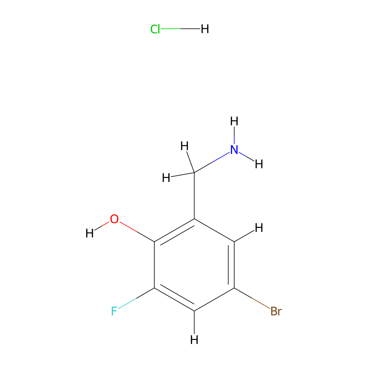2-(Aminomethyl)-4-bromo-6-fluorophenol hydrochloride molecular structure, CAS 2839156-85-1