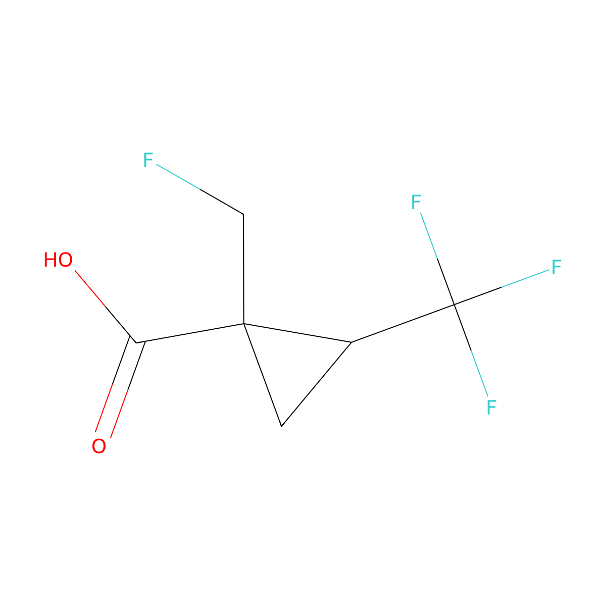 1-(Fluoromethyl)-2-(trifluoromethyl)cyclopropane-1-carboxylic acid molecular structure, CAS 2839156-90-8