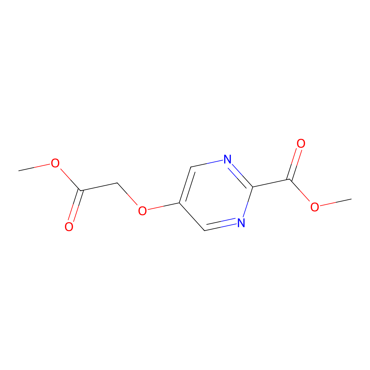 Methyl 5-(2-methoxy-2-oxoethoxy)pyrimidine-2-carboxylate molecular structure, CAS 2839157-01-4