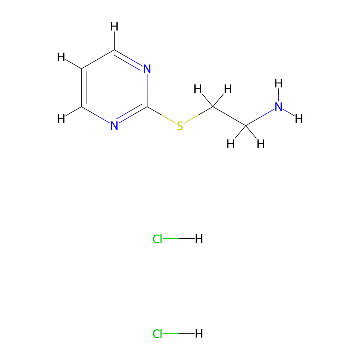2-(Pyrimidin-2-ylsulfanyl)ethan-1-aminedihydrochloride molecular structure, CAS 2839157-09-2