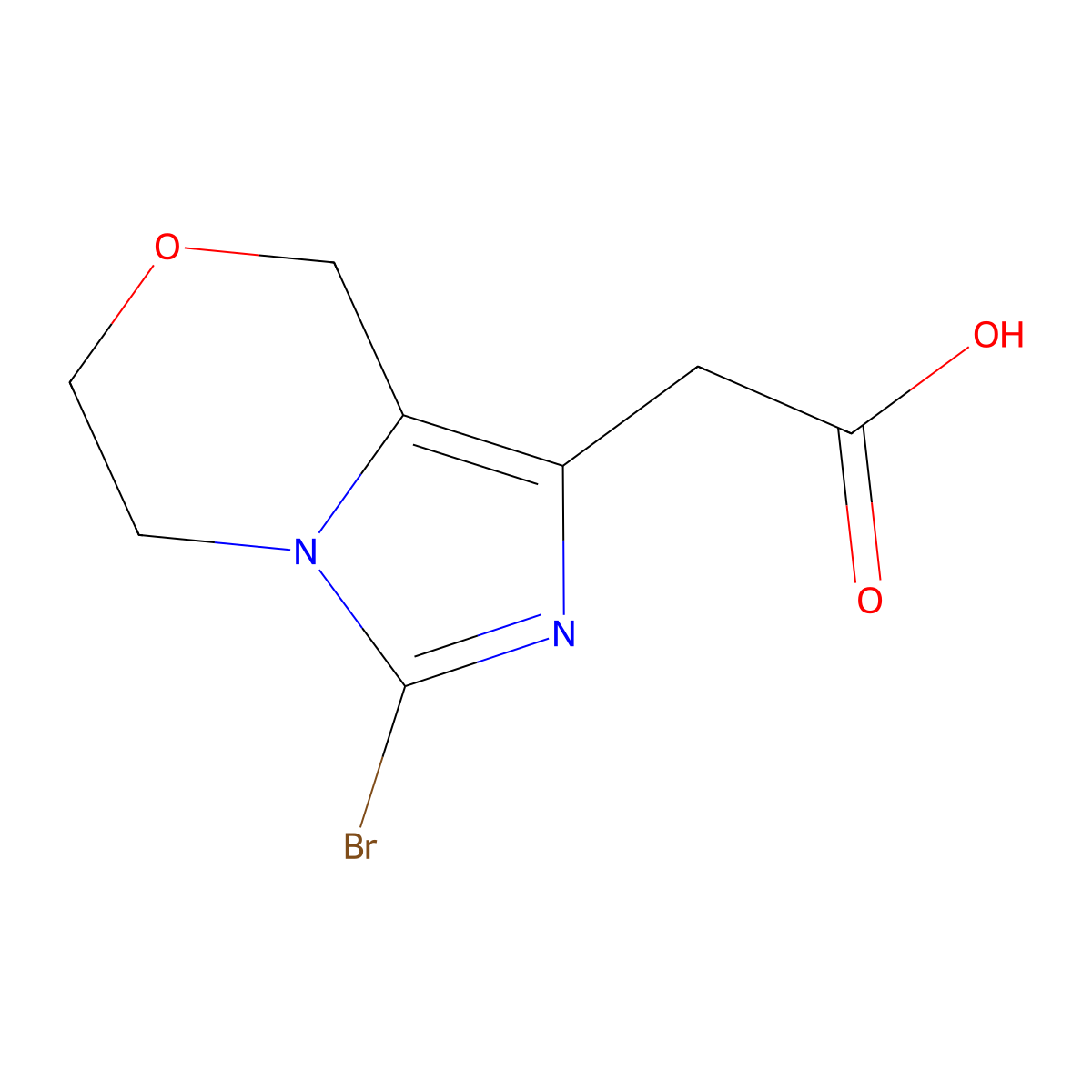 2-{3-bromo-5H,6H,8H-imidazo[4,3-c][1,4]oxazin-1-yl}acetic acid molecular structure, CAS 2839157-10-5