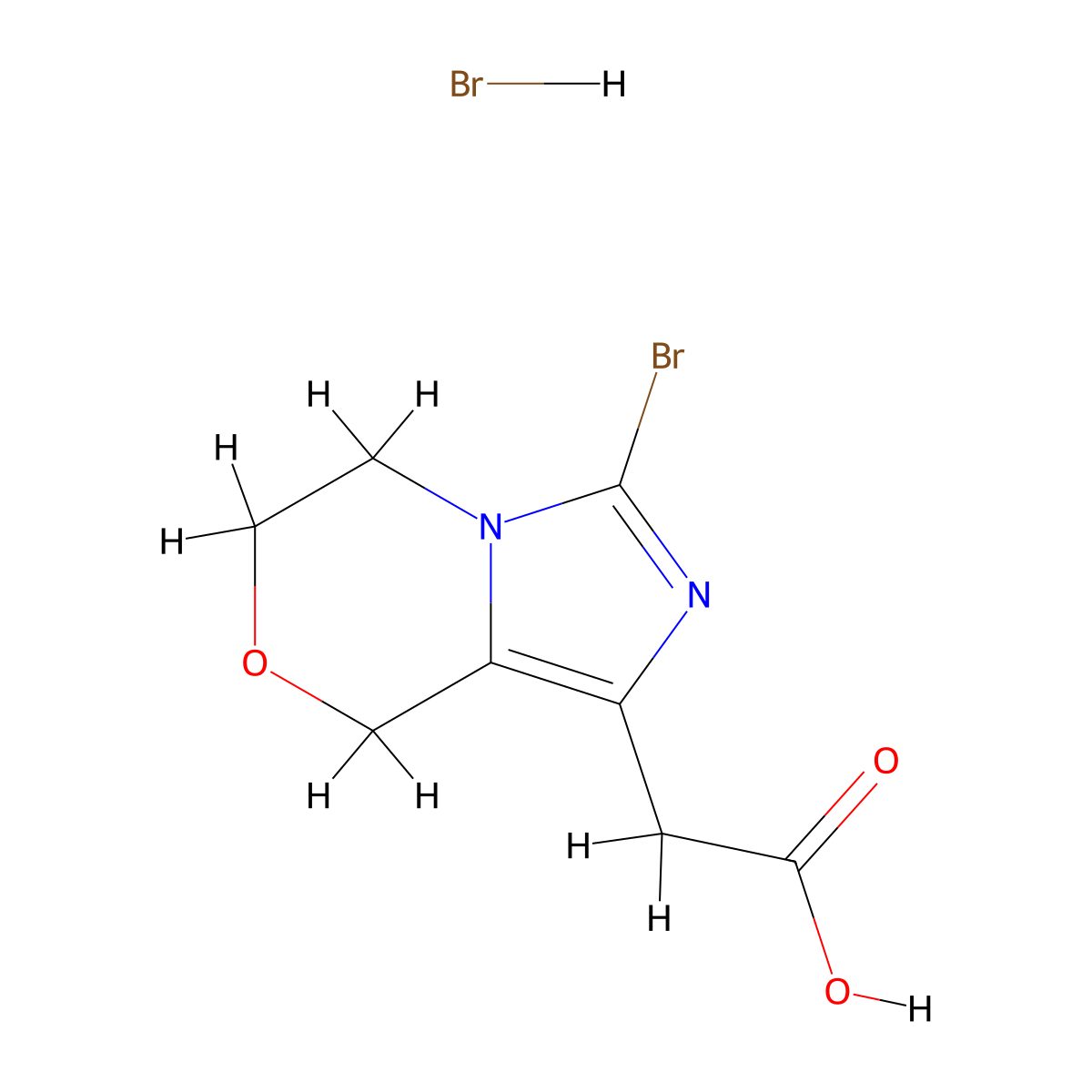 2-{3-bromo-5H,6H,8H-imidazo[4,3-c][1,4]oxazin-1-yl}aceticacidhydrobromide molecular structure, CAS 2839157-11-6