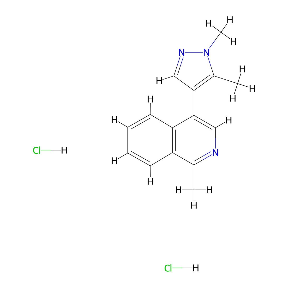 4-(1,5-dimethyl-1H-pyrazol-4-yl)-1-methylisoquinoline dihydrochloride molecular structure, CAS 2839157-20-7