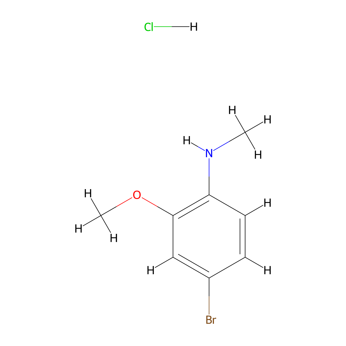 4-bromo-2-methoxy-N-methylaniline hydrochloride molecular structure, CAS 2839157-45-6