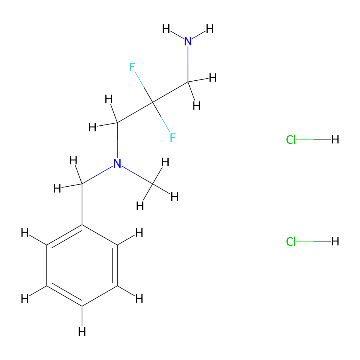 (3-Amino-2,2-difluoropropyl)(benzyl)methylamine dihydrochloride molecular structure, CAS 2839157-51-4