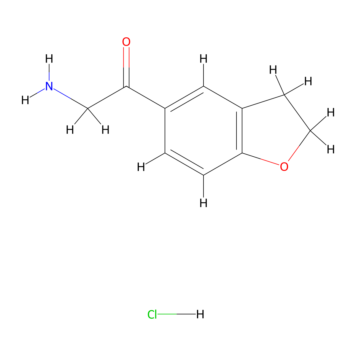2-Amino-1-(2,3-dihydro-1-benzofuran-5-yl)ethan-1-one hydrochloride molecular structure, CAS 2839157-54-7