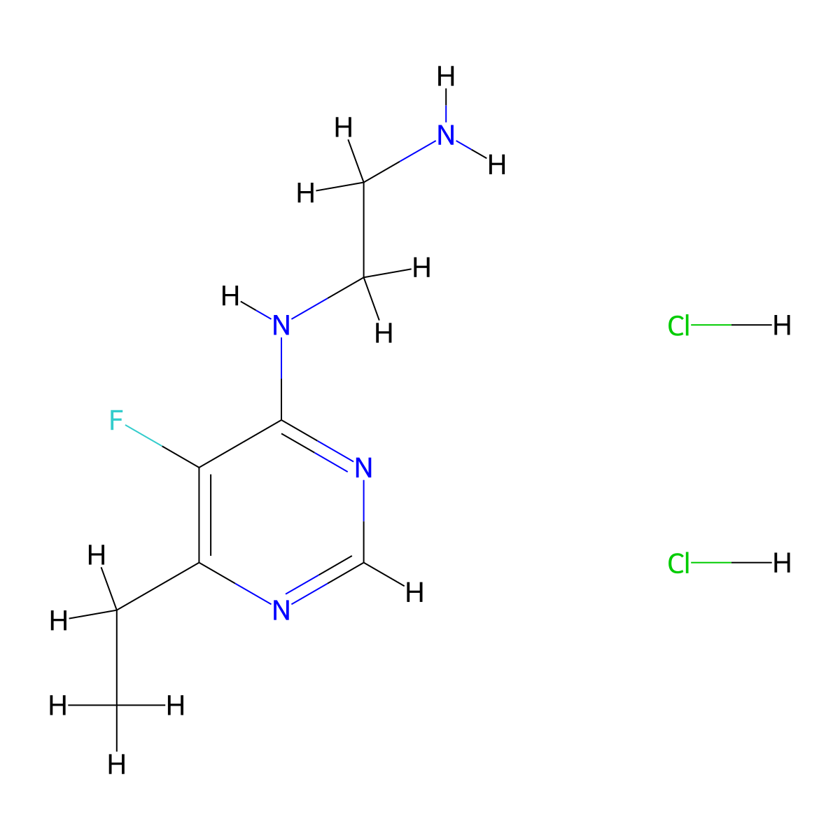 N1-(6-ethyl-5-fluoropyrimidin-4-yl)ethane-1,2-diamine dihydrochloride molecular structure, CAS 2839157-60-5